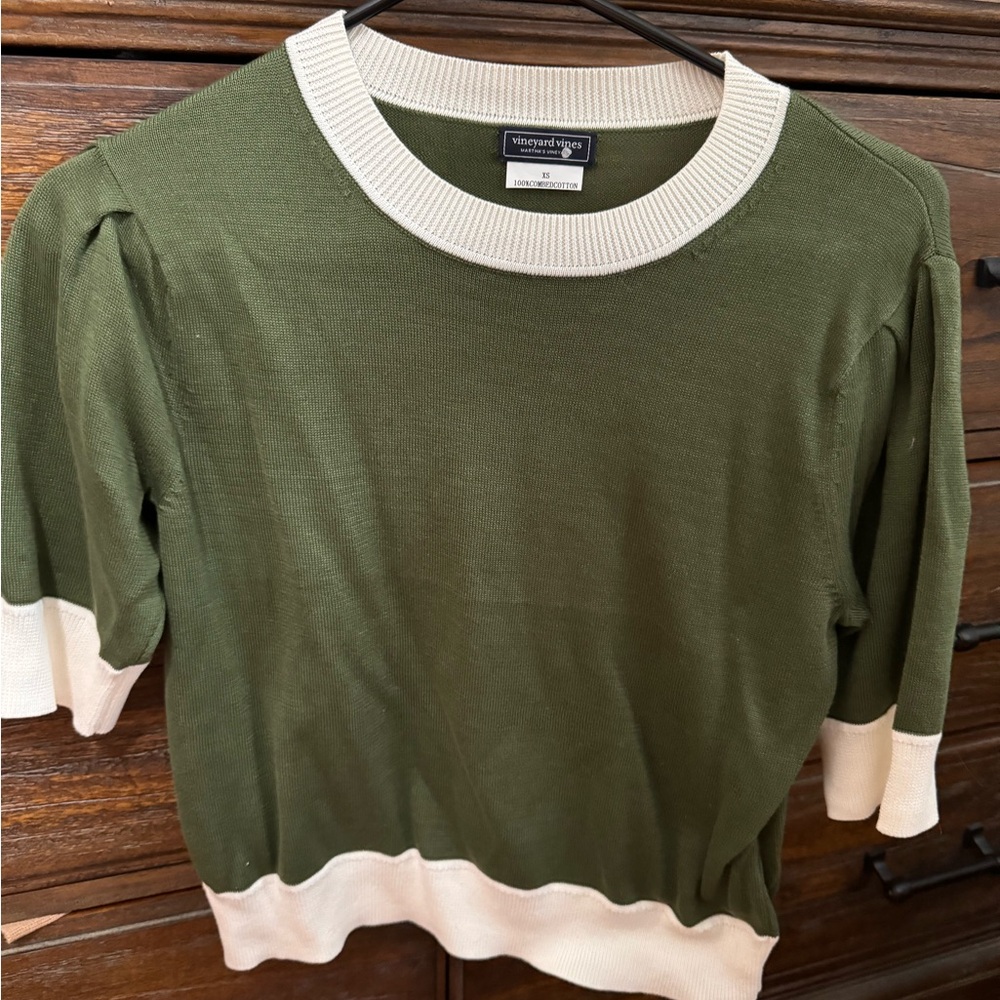 Vineyard Vines Women's Green shirt sleeve Sweater